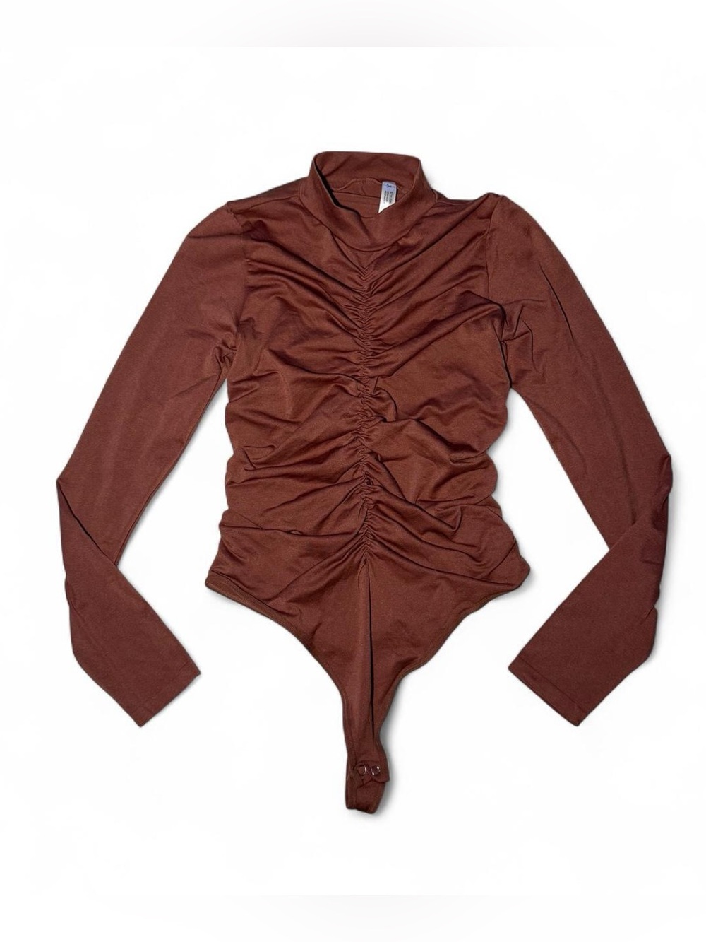 Brown long sleeve going out bodysuit with ruched detailing size medium large☮️